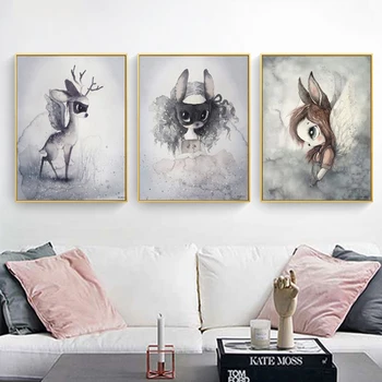 Nordic Mask Rabbit Girl On Moon Angel Cartoon Canvas Painting Wall Pictures for Kids Nursery Room Decoration Wall Poster
Nordic Mask Rabbit Girl On Moon Angel Cartoon Canvas Painting Wall Pictures for Kids Nursery Room Decoration Wall Poster