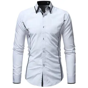 Men Fashion Slim Smart Casual Shirts Lapel Collar Casual Tops Long-sleeved Autumn Shirts Hit Color White Black Men's SHirt san0
Men Fashion Slim Smart Casual Shirts Lapel Collar Casual Tops Long-sleeved Autumn Shirts Hit Color White Black Men's SHirt san0