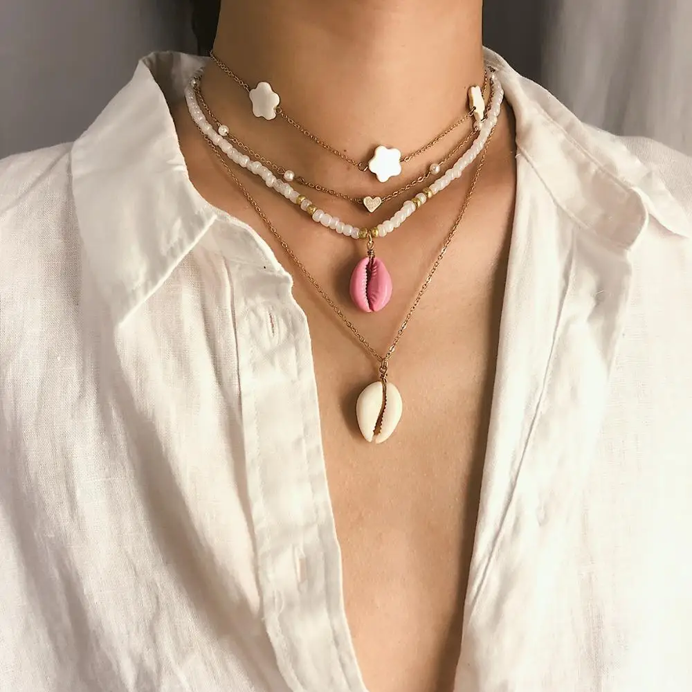 White Heart Beads Shell Necklace pendants Korean Multi-layer Choker Bohemia Long Link Chain Necklace Lover Jewelry caiyayinuo
White Heart Beads Shell Necklace pendants Korean Multi-layer Choker Bohemia Long Link Chain Necklace Lover Jewelry caiyayinuo