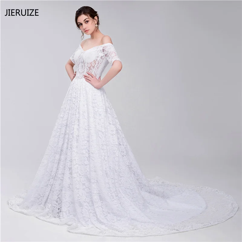 JIERUIZE White Lace Simple Wedding Dresses 2018 Off The Shoulder Half Sleeves Bridal Dresses Wedding Gowns robe de mariee
JIERUIZE White Lace Simple Wedding Dresses 2018 Off The Shoulder Half Sleeves Bridal Dresses Wedding Gowns robe de mariee