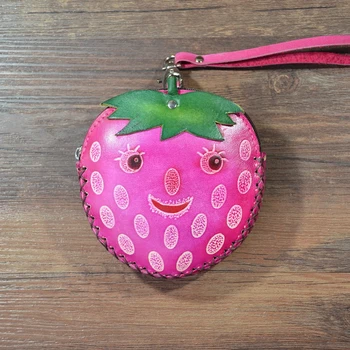 Genuine leather wallet handmade mini cowhide coin purse fruit strawberry wallet bag small Mini Purse 
Genuine leather wallet handmade mini cowhide coin purse fruit strawberry wallet bag small Mini Purse