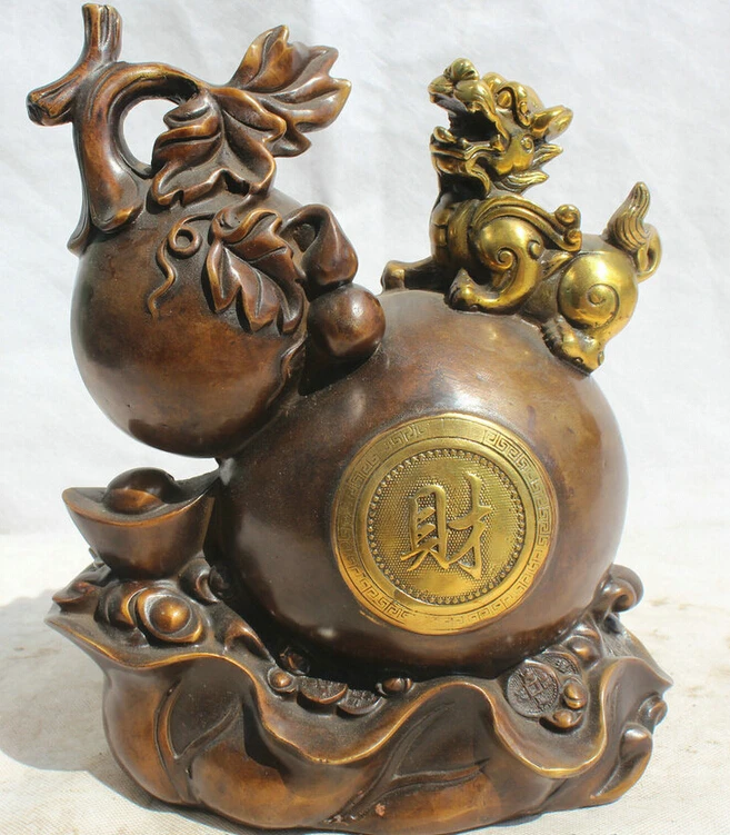 S2281 11" Chinese Bronze Gild Folk Wealth Pi Xiu Unicorn Beast calabash cucurbit gourd D0318
S2281 11" Chinese Bronze Gild Folk Wealth Pi Xiu Unicorn Beast calabash cucurbit gourd D0318