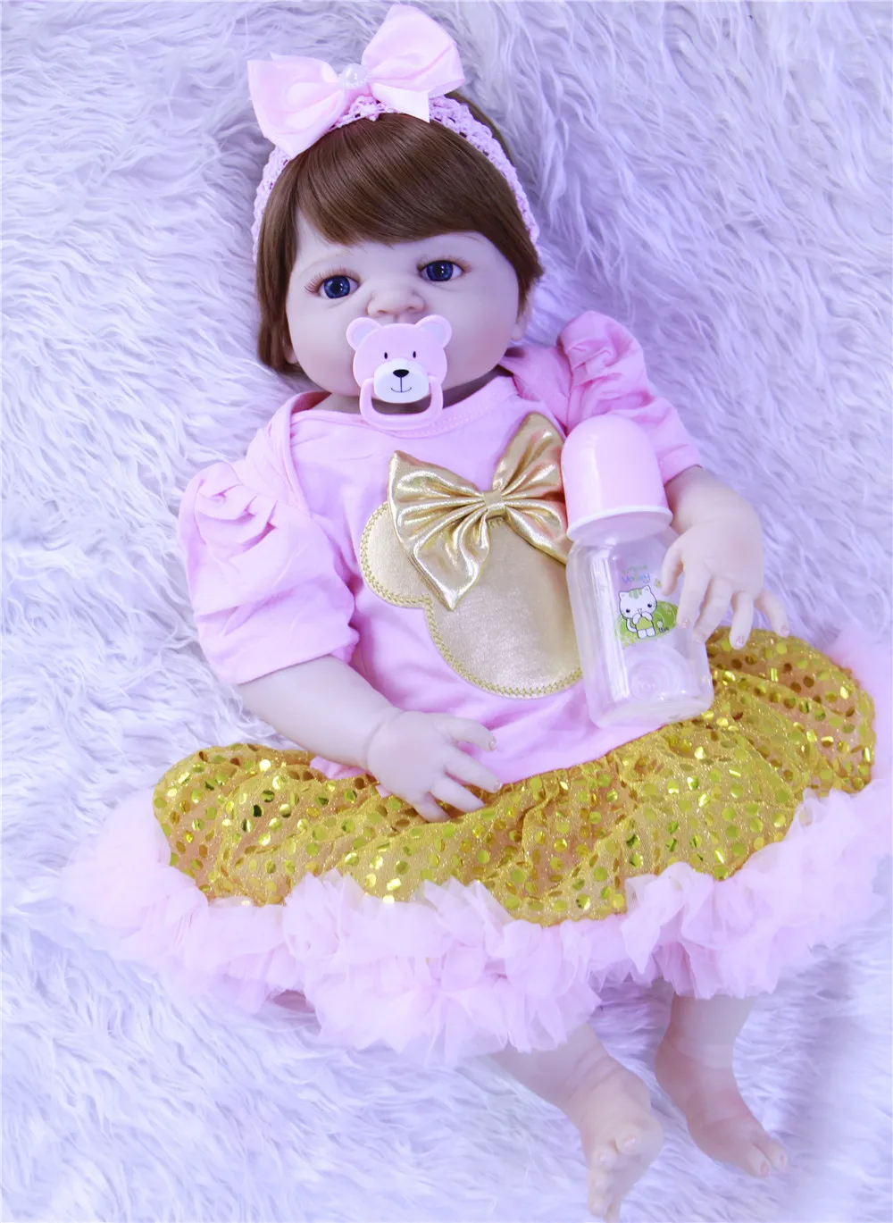 57cm Full Silicone Body Vinyl Reborn Girl Lifelike Baby lol bebe Doll Newborn Princess Toddler Toy Bonecas bathe Birthday Gift | Игрушки и
