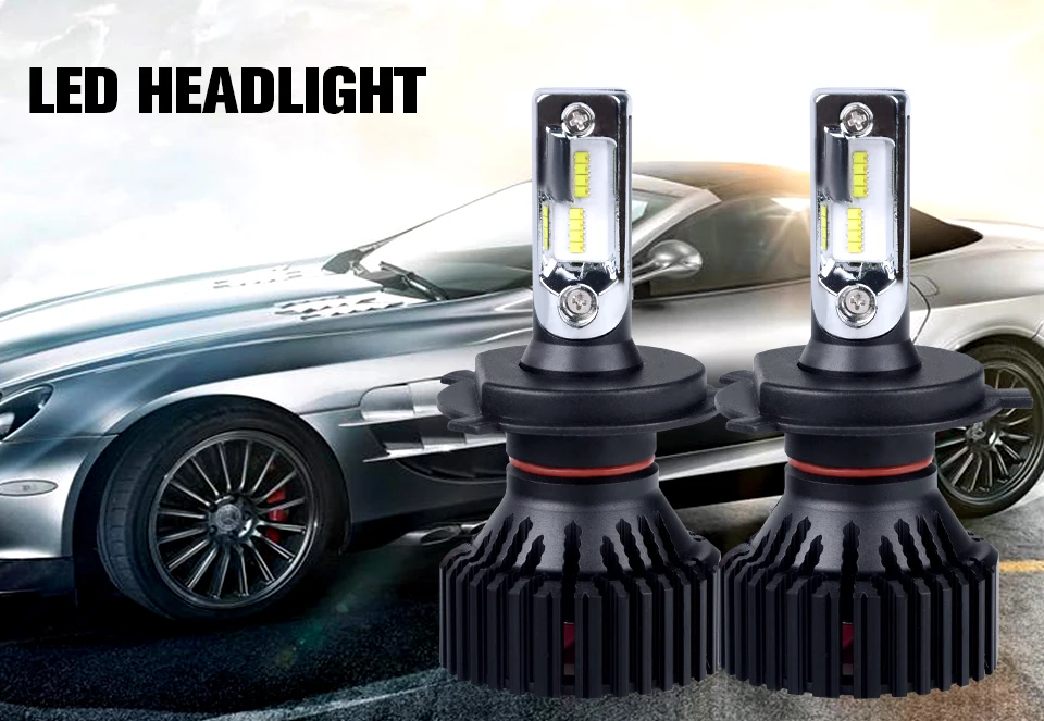 Aceersun LED Car Headlight Bulb H7 H4 72W 16000LM H11 9005 9006 12V 9007 Canbus smart ic HB3 HB4 Hi-Lo light no noise fonte 24V (1)