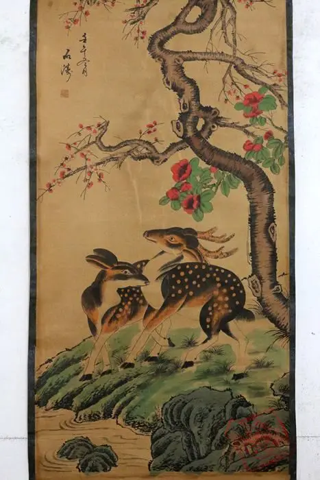 Antique QingDynasty Hand-painted Chinese calligraphy painting--Deer, decoration murals, crafts /collection & adornment
Antique QingDynasty Hand-painted Chinese calligraphy painting--Deer, decoration murals, crafts /collection & adornment