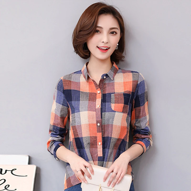 2017 new Plaid Shirt Women Cotton Linen Blouse 2017 Autumn Long Sleeve Checked Shirts Female Casual Tops Blusas Femininas 928E
2017 new Plaid Shirt Women Cotton Linen Blouse 2017 Autumn Long Sleeve Checked Shirts Female Casual Tops Blusas Femininas 928E