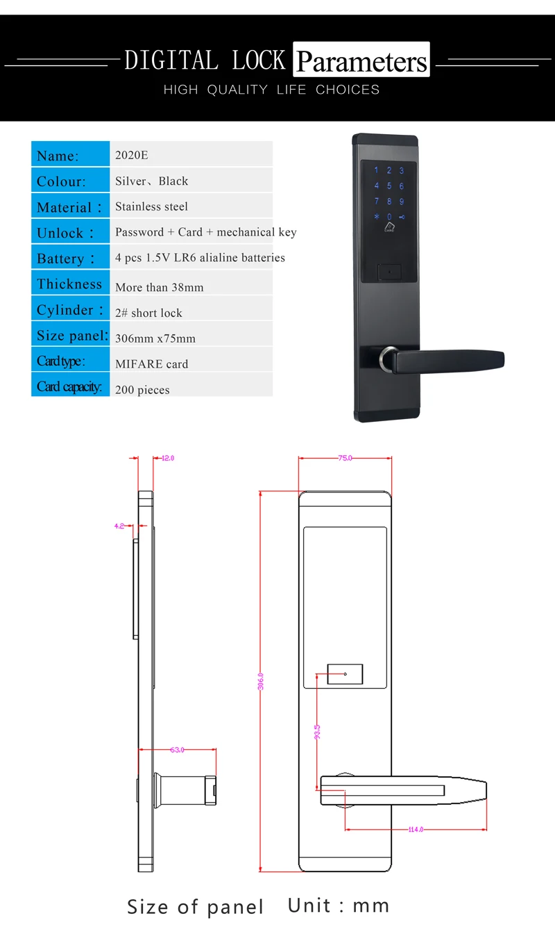 Security Combination Touch Screen Keypad Password Lock Door Home Office Door Lock