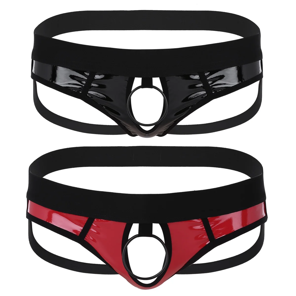 Sexy Male Mens Lingerie Faux Leather Open Back and Hollow Out Jockstrap Low Rise Bikini G-string Underwear with Metal O-Ring
Sexy Male Mens Lingerie Faux Leather Open Back and Hollow Out Jockstrap Low Rise Bikini G-string Underwear with Metal O-Ring