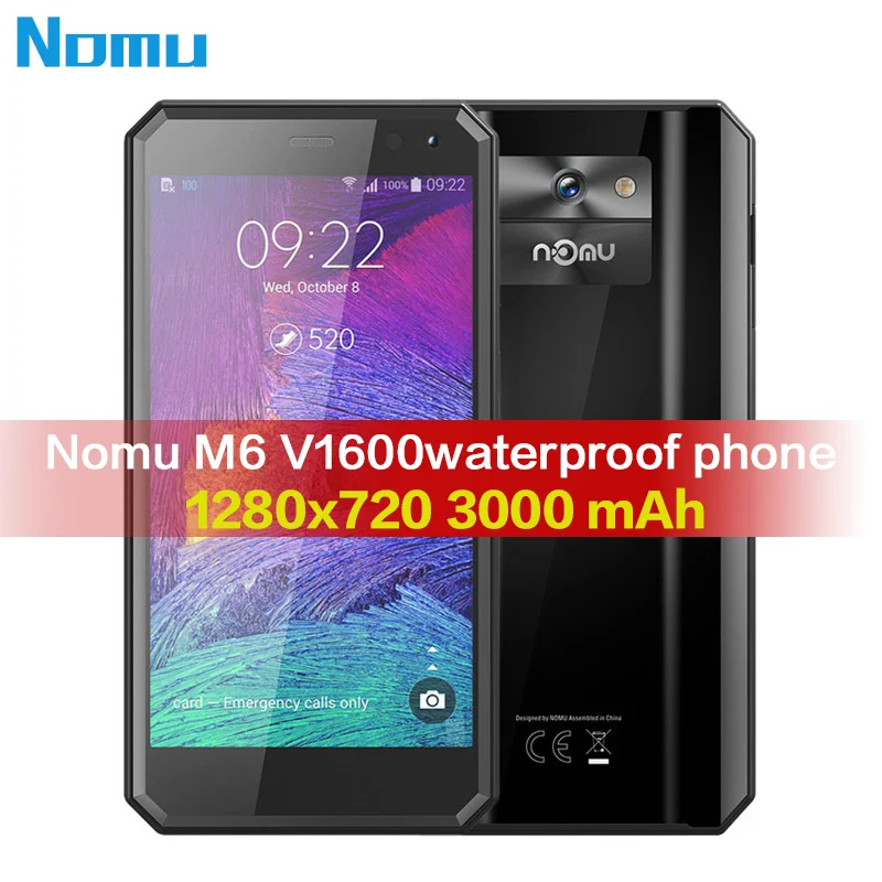 

Nomu M6 V1600 Rugged 5.0"HD Quad Core 2GB RAM 16GB ROM MTK6737T Android 6.0 13.0MP 1280x720 3000mAh IP68 Waterproof Mobile Phone