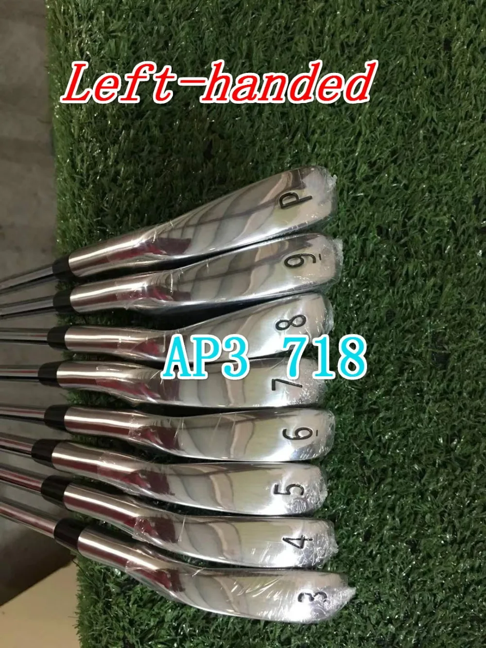 

2018 New Golf left handed Irons Golf club Ap3 718 Left-handed irons (3-p and p)8pcs a lot with steel shaft and headcovers