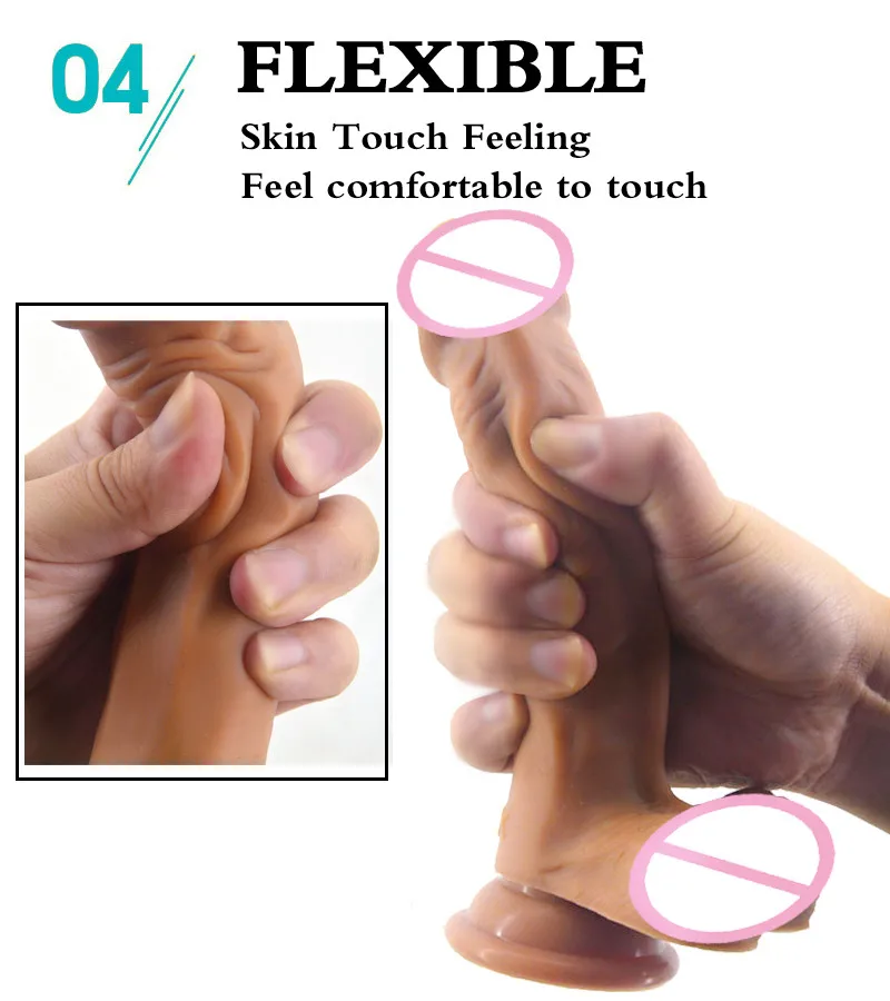 Super flexible double layer silicone realistic shape dildo long and large size sex toys Professional sales store