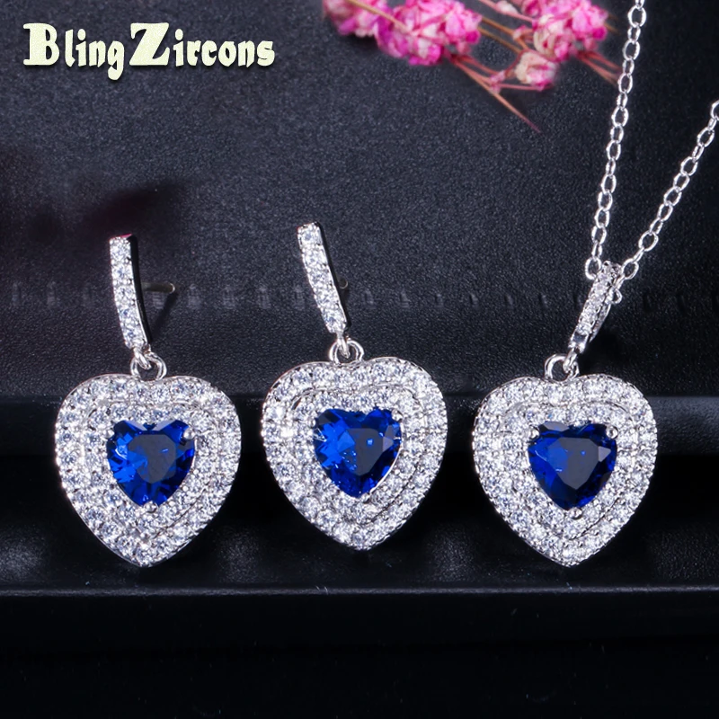 BeaQueen Brand New Trendy 925 Sterling Silver Jewelry Sets Heart Shape Dark Blue Pendent Necklace Earrings for Women JS015
BeaQueen Brand New Trendy 925 Sterling Silver Jewelry Sets Heart Shape Dark Blue Pendent Necklace Earrings for Women JS015