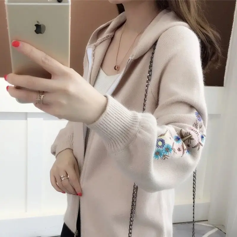 spring Autumn Fashion Women Long Sleeve embroidered Cardigan with hat women Sweater Women Knitted Female Cardigan Pull Femme
spring Autumn Fashion Women Long Sleeve embroidered Cardigan with hat women Sweater Women Knitted Female Cardigan Pull Femme
