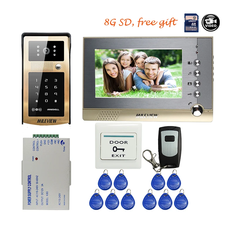 Free Shipping 7 inch Screen Recording Video Door Phone Intercom System + Outdoor Goden RFID Code Keypad Doorbell Camera + 8G SD
Free Shipping 7 inch Screen Recording Video Door Phone Intercom System + Outdoor Goden RFID Code Keypad Doorbell Camera + 8G SD