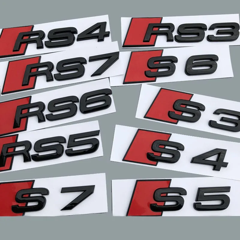 AUDI RS7 Trasero Arranque Tronco Insignia emblema logo negro brillante