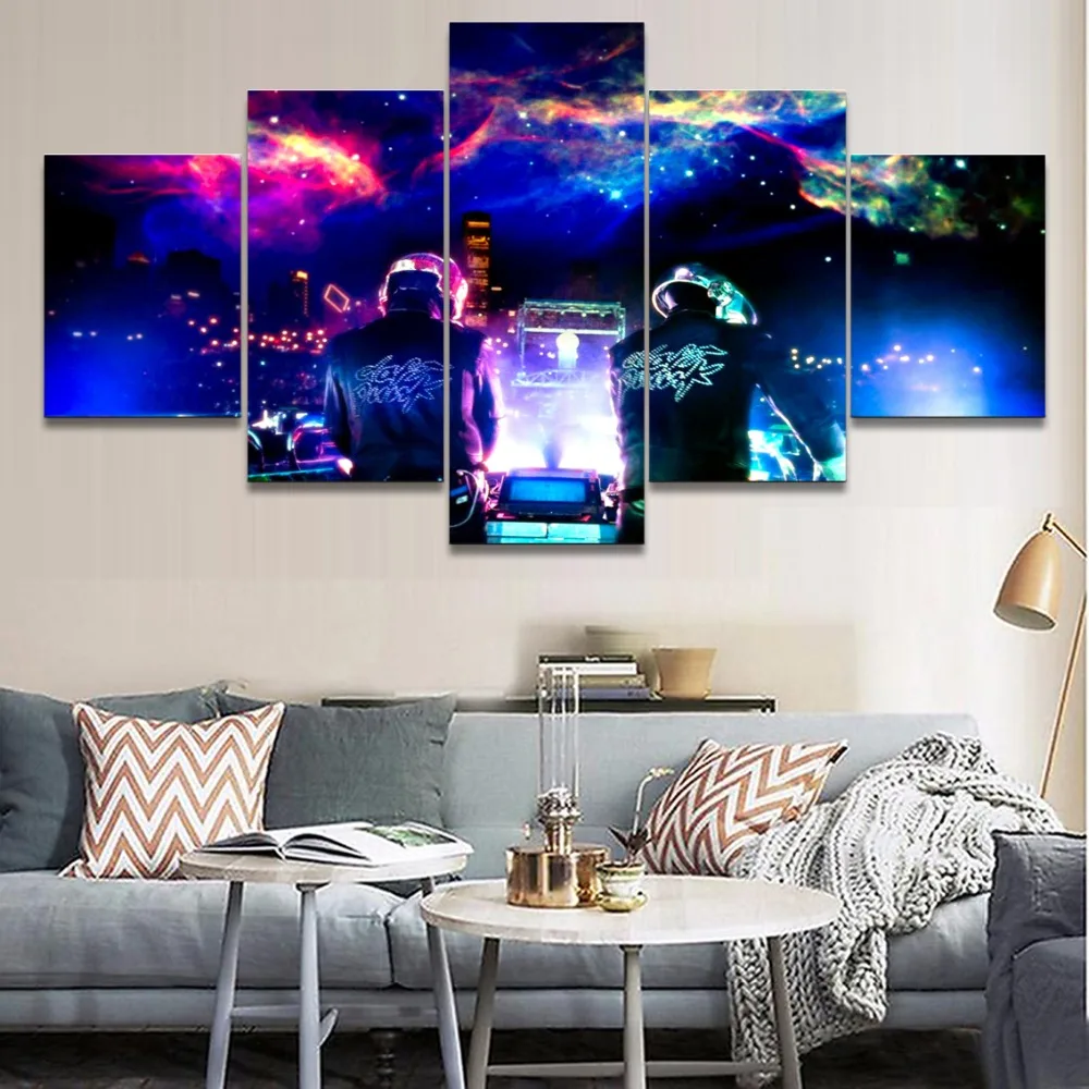 Modern-Artwork-5-Panel-Music-Daft-Punk-HD-Picture-Canvas-Printed-Painting-For-Living-Room-Wall