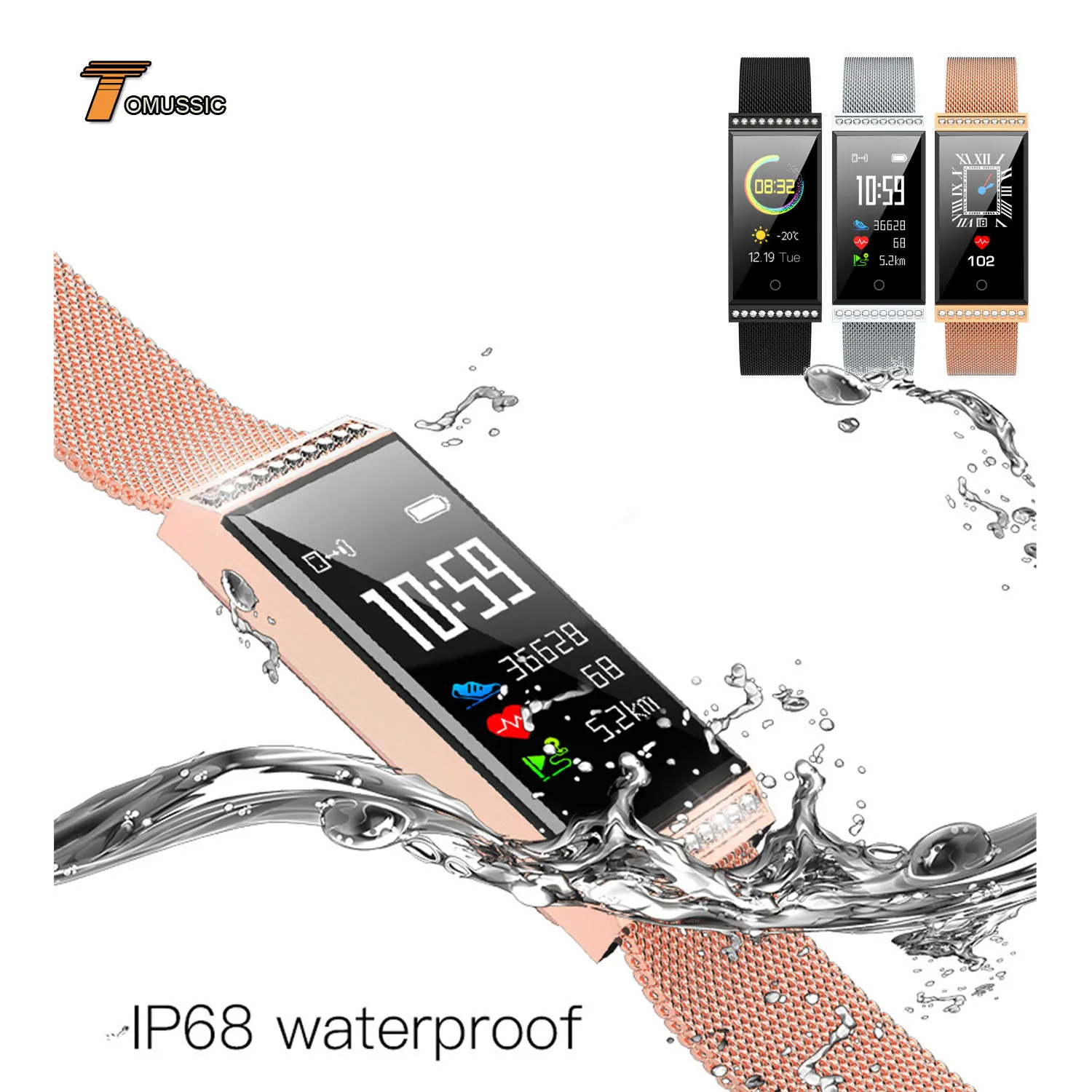 Bling Luxury Diamond Smart Watch Stainless Steel Milanese Bracelet Wristwatch IP68 Waterproof Heart Rate Sport Fitness Tracker
Bling Luxury Diamond Smart Watch Stainless Steel Milanese Bracelet Wristwatch IP68 Waterproof Heart Rate Sport Fitness Tracker