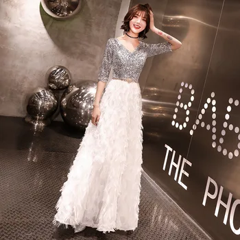 Evening Dress New Fashion 2019 Half Sleeve V-neck a Line Prom Party Dress Sequined Top White Evening Gowns Robe De Soiree
Evening Dress New Fashion 2019 Half Sleeve V-neck a Line Prom Party Dress Sequined Top White Evening Gowns Robe De Soiree