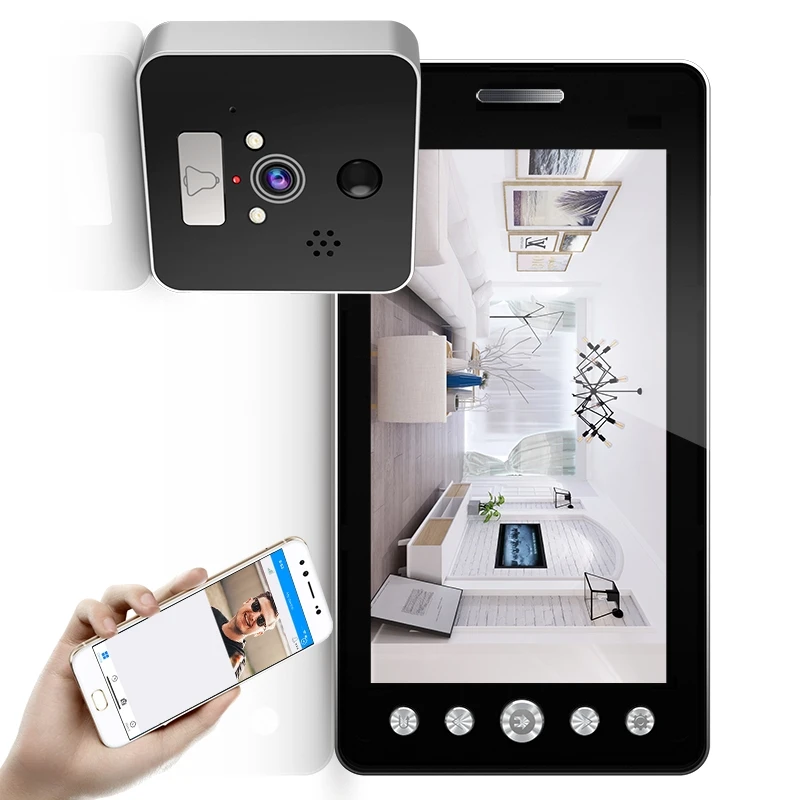 720P WiFi Visual Intercom Door Phone 5" Monitor Wireless Digital Peephole Door Viewer 2-way Audio Video Door Eye Doorbell
720P WiFi Visual Intercom Door Phone 5" Monitor Wireless Digital Peephole Door Viewer 2-way Audio Video Door Eye Doorbell