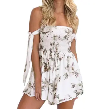 Summer Floral Print Sexy Off Shoulder Rompers Lace Up Slash Neck Elastic Waist Playsuit For Women Sexy Strapless Romper Female
Summer Floral Print Sexy Off Shoulder Rompers Lace Up Slash Neck Elastic Waist Playsuit For Women Sexy Strapless Romper Female