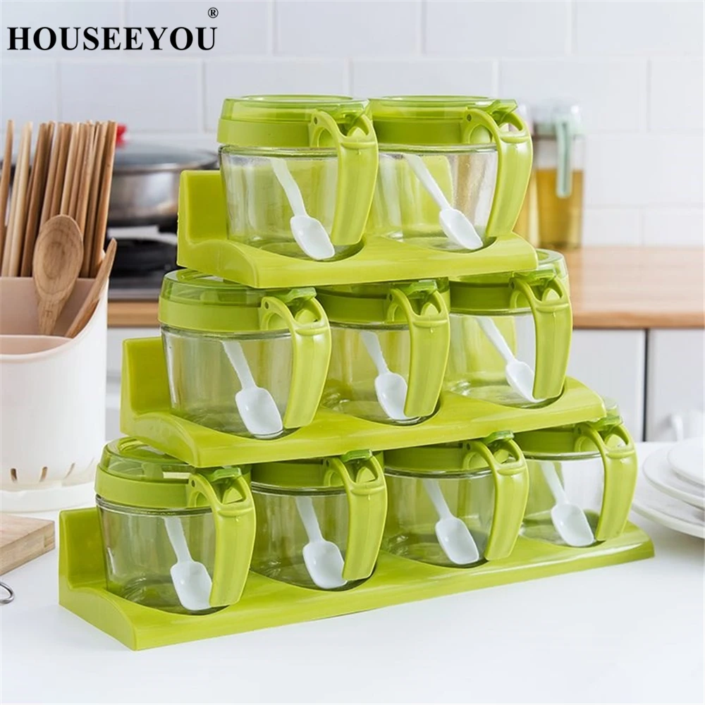 Clear Seasoning Rack Spice Pots Storage Container Condiment Jars-Cruet Gravy Boats Salt Sugar Jug with Cover Home Organizer
Clear Seasoning Rack Spice Pots Storage Container Condiment Jars-Cruet Gravy Boats Salt Sugar Jug with Cover Home Organizer