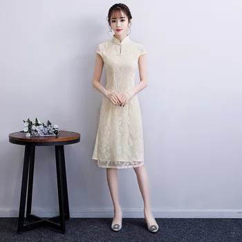 2019 Summer Vintage Chinese Style Qipao Short Embroidery Lace Cheongsam Dress Women's Chinese Traditional Dress Size M - 3XL
2019 Summer Vintage Chinese Style Qipao Short Embroidery Lace Cheongsam Dress Women's Chinese Traditional Dress Size M - 3XL