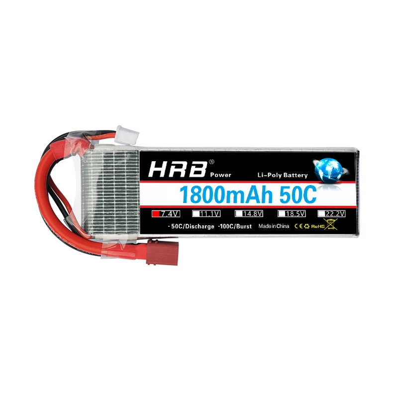 Аккумулятор HRB RC Lipo 2S 1800 мА/ч 50C MAX 100C 7 4 В для электрического автомобиля 1/16 весы mjx B3