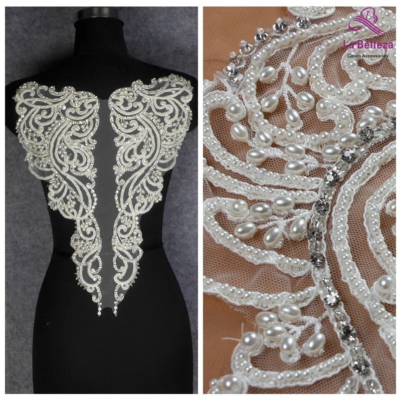 La Belleza beautiful large piece handmade pearls crystal Rhinestone patch wedding dress applique accessories or without beaded
La Belleza beautiful large piece handmade pearls crystal Rhinestone patch wedding dress applique accessories or without beaded