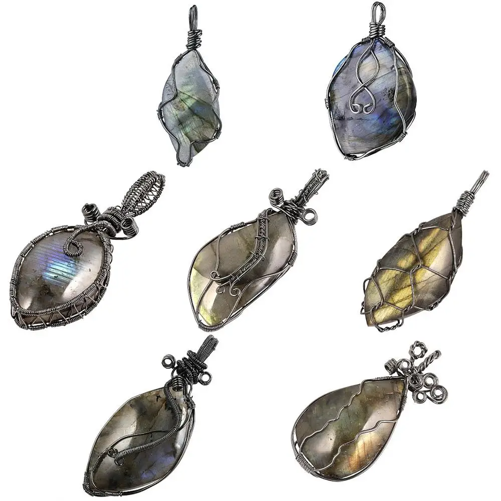 SUNYIK Handmade Copper Wire Wrapped Natural Labradorite Necklace Healing Reiki Crystal Freeform Stone Pendant with Gift Box
SUNYIK Handmade Copper Wire Wrapped Natural Labradorite Necklace Healing Reiki Crystal Freeform Stone Pendant with Gift Box