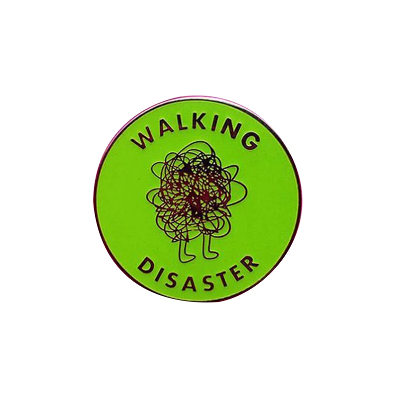 Walking disaster badge green hot mess pin funny goofy pun cartoon brooch flair accessory
Walking disaster badge green hot mess pin funny goofy pun cartoon brooch flair accessory