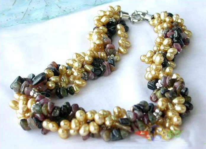 4Rows Natural Jaspilites Gold Rice Freshwater Cultured Pearl Necklace,Perfect Women Wedding Birthday Party Gift
4Rows Natural Jaspilites Gold Rice Freshwater Cultured Pearl Necklace,Perfect Women Wedding Birthday Party Gift