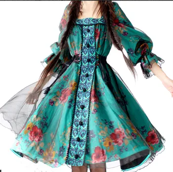 Spring Women Vintage&Retro Court Style LanternSleeve Square Collar Floral Print Lace-Up Cotton Voile Big Pendulum Princess Dress
Spring Women Vintage&Retro Court Style LanternSleeve Square Collar Floral Print Lace-Up Cotton Voile Big Pendulum Princess Dress