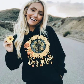 Dog Mom Hoodies Women Long Sleeve Casual Loose Sweatshirts Sunflower Print Kawaii Meow Sweatshirt Harajuku Pullover 2019 Autumn
Dog Mom Hoodies Women Long Sleeve Casual Loose Sweatshirts Sunflower Print Kawaii Meow Sweatshirt Harajuku Pullover 2019 Autumn