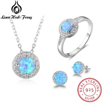 925 Sterling Silver Jewelry Sets Cubic Zirconia Blue Opal Pendant Necklace Earrings Ring Sets Wedding Jewelry (Lam Hub Fong)
925 Sterling Silver Jewelry Sets Cubic Zirconia Blue Opal Pendant Necklace Earrings Ring Sets Wedding Jewelry (Lam Hub Fong)
