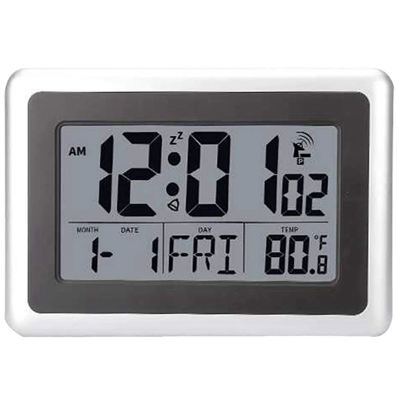 Atomic Digital Wall Clock, Large Lcd Display, Battery Operated, Indoor Temperature, Calendar, Table Standing, Snooze Without B
Atomic Digital Wall Clock, Large Lcd Display, Battery Operated, Indoor Temperature, Calendar, Table Standing, Snooze Without B
