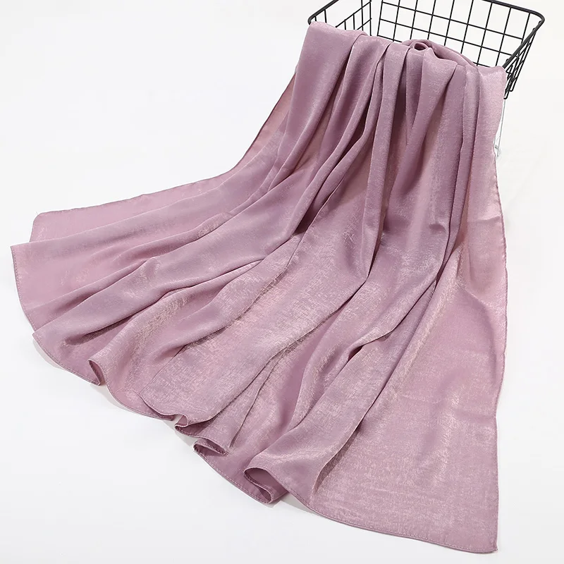 Beautiful Satin Plain Hijab Muslim Female