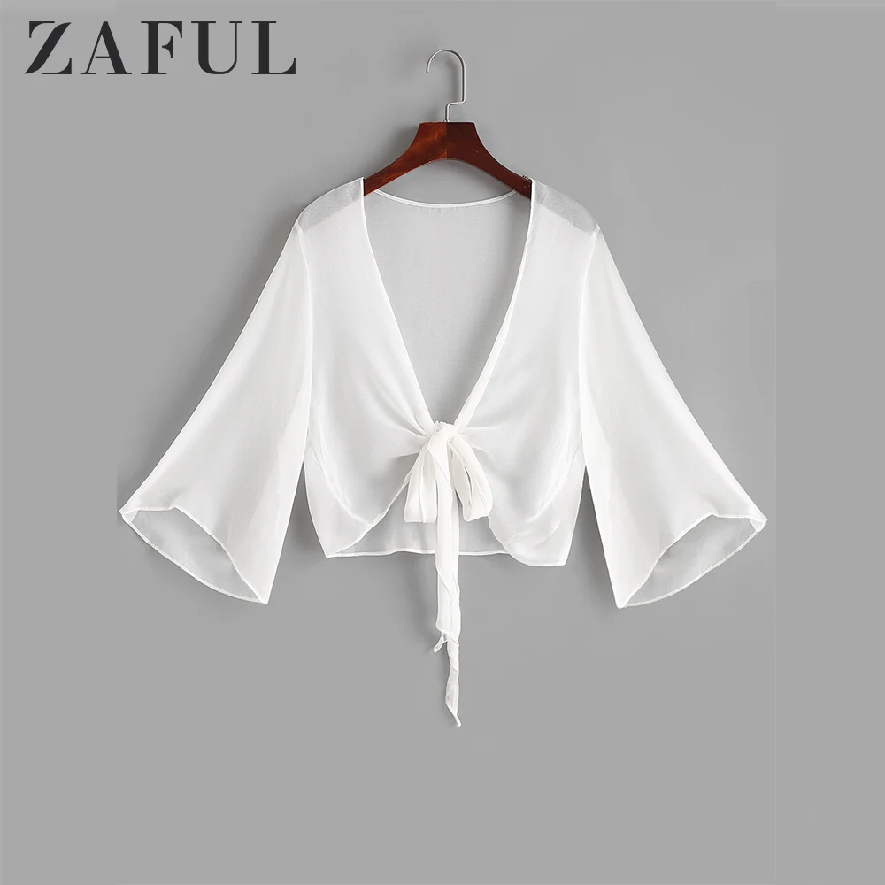 ZAFUL Tie Hem Beach Cover Up Plunging Neck Solid Beachwear For Women Top Holiday Streetwear Summer Blouses 2019 Bow Sexy Top
ZAFUL Tie Hem Beach Cover Up Plunging Neck Solid Beachwear For Women Top Holiday Streetwear Summer Blouses 2019 Bow Sexy Top