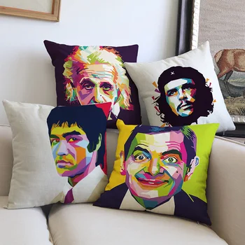 Pop-Art Style Kungfu Lee Che Guevara Mr Bean Chaplin Great Man Celebrity Personage Pillow Case Home Decorative Cushion Cover
Pop-Art Style Kungfu Lee Che Guevara Mr Bean Chaplin Great Man Celebrity Personage Pillow Case Home Decorative Cushion Cover