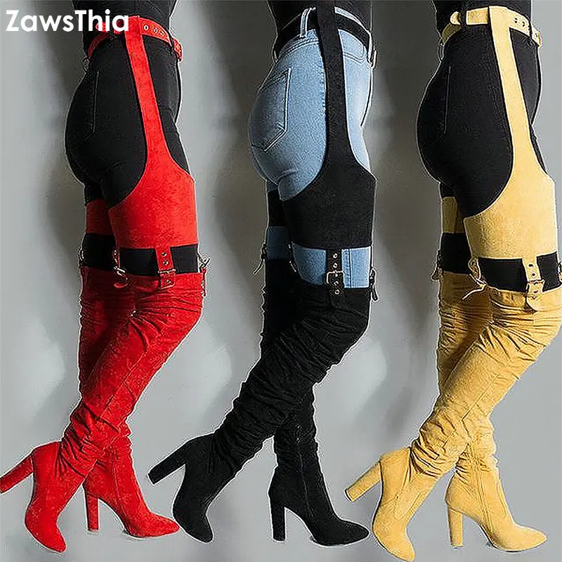 ZawsThia Rihanna Style Thigh High Boots Winter Over The Knee Square High Heeled Boots Waist Buckle Strap Pointed Toe Pants Boots
ZawsThia Rihanna Style Thigh High Boots Winter Over The Knee Square High Heeled Boots Waist Buckle Strap Pointed Toe Pants Boots