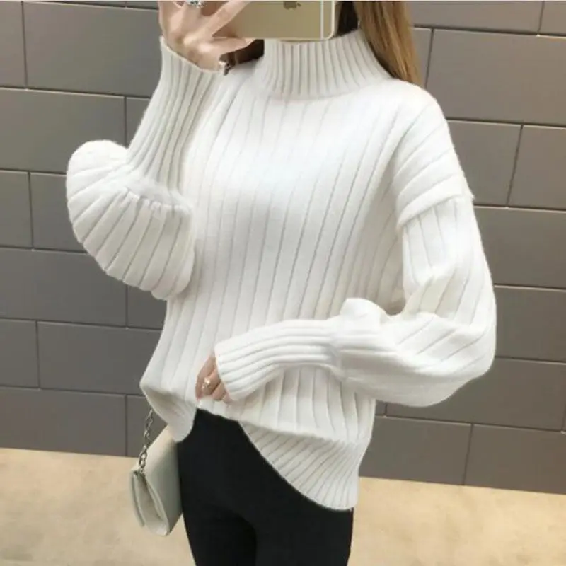 2018 Autumn Winter Loose Women Sweater Long Sleeve O-Neck Knitwear Casual Turtleneck Sweater Female Lantern Sleeve Pullover
2018 Autumn Winter Loose Women Sweater Long Sleeve O-Neck Knitwear Casual Turtleneck Sweater Female Lantern Sleeve Pullover