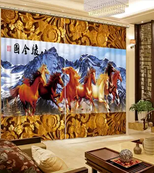 blackout curtains customize Chinese embossed horse curtains for living room Bedroom hotel window curtains 
blackout curtains customize Chinese embossed horse curtains for living room Bedroom hotel window curtains