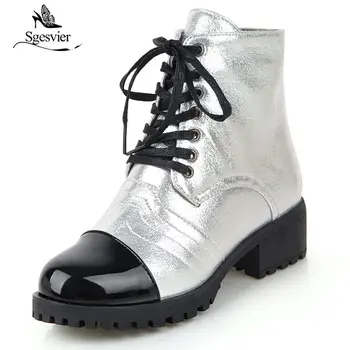 Sgesvier White Gold Silver Lace Up Gothic Combat Boots for Women Block Heel Shoes Glitter Bling Ladies Ankle Motorcycle Boots
Sgesvier White Gold Silver Lace Up Gothic Combat Boots for Women Block Heel Shoes Glitter Bling Ladies Ankle Motorcycle Boots