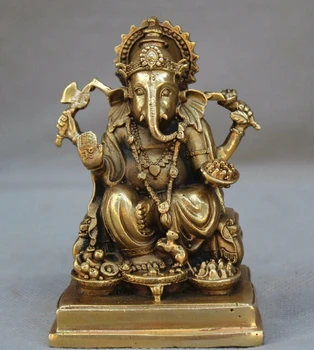 ZSR 1014+++++4" Tibet Buddhism Brass 4 Hands Ganesh Lord Ganesha Elephant God Buddha Statue
ZSR 1014+++++4" Tibet Buddhism Brass 4 Hands Ganesh Lord Ganesha Elephant God Buddha Statue