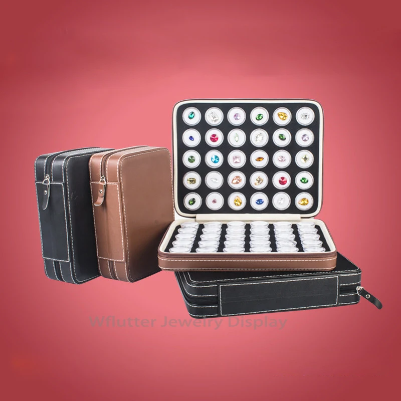 Leather Portable Gem Bag Pendant Display Travel Zipped Diamond Case Gemstone Box Stone Storage Bag Inside 60 Cells Round Gem Box
Leather Portable Gem Bag Pendant Display Travel Zipped Diamond Case Gemstone Box Stone Storage Bag Inside 60 Cells Round Gem Box