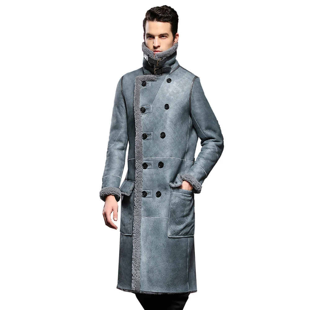 

Fashion Sheepskin Fur Coat Genuine Leather Male Formal Winter Long Thick Wool Jacket Sheepskin Shearling Men Fur Coat 4XL