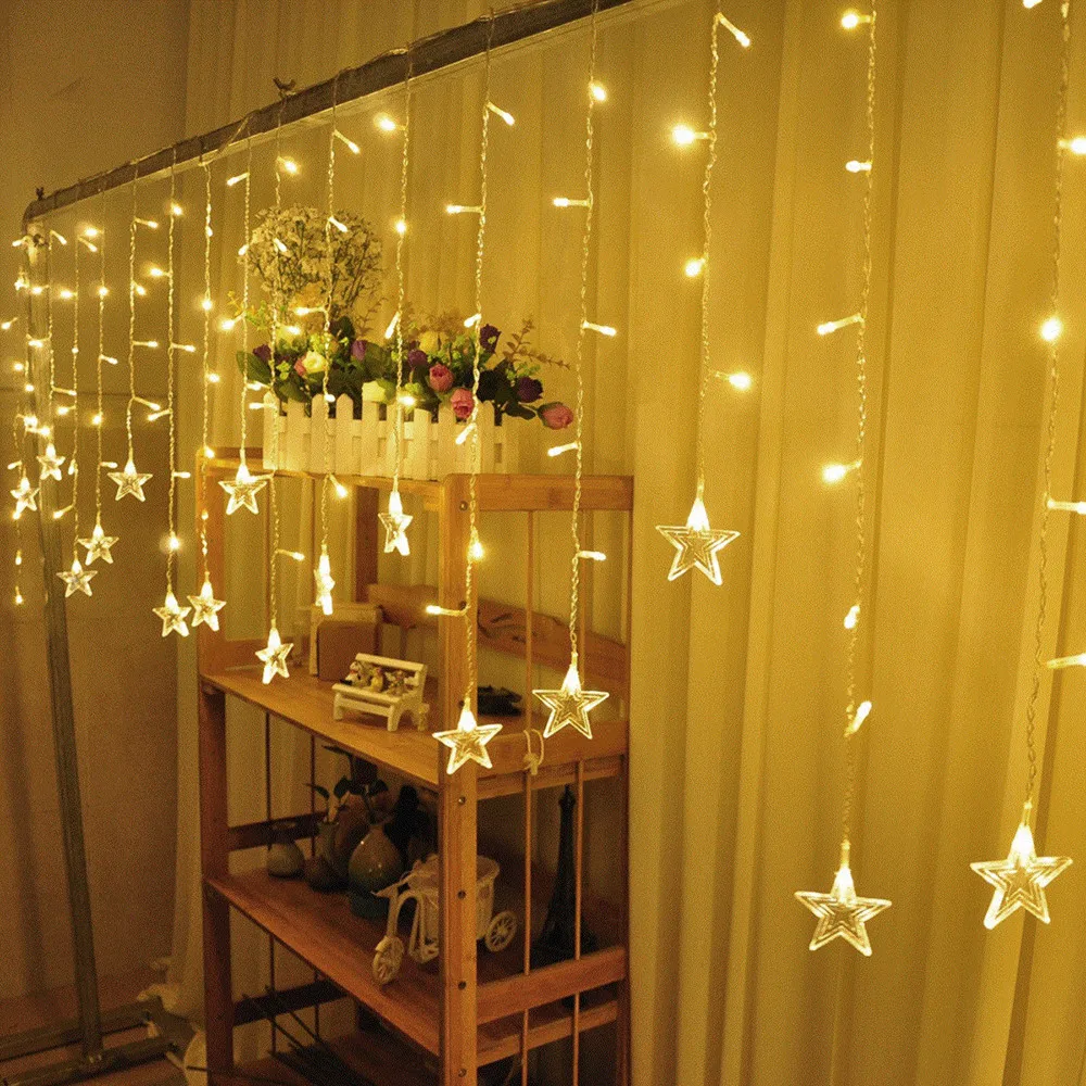 Curtain Lights 3.5M 96 Leds Five-Pointed Star String AC110V or AC220V Waterproof Fairy Christmas Wedding Holiday Decoration
Curtain Lights 3.5M 96 Leds Five-Pointed Star String AC110V or AC220V Waterproof Fairy Christmas Wedding Holiday Decoration