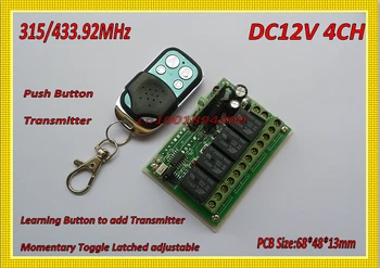 315/433 RF Remote Control Switch Lighting Remote Switches 12V DC 4 CH Receiver Transmitter Metal Push Button Learning M4 T4 L4
315/433 RF Remote Control Switch Lighting Remote Switches 12V DC 4 CH Receiver Transmitter Metal Push Button Learning M4 T4 L4