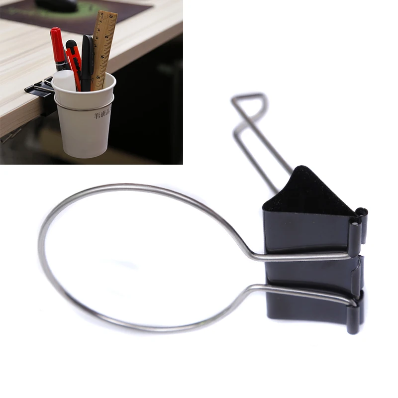 2019 New DIY Creative Desk Table Stand Storage Rack Office/Home Drink Cup Holder Clip Black