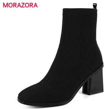 MORAZORA 2018 new fashion autumn winter slip on women boots square heel stretch fabric sock boots square toe high heel boots
MORAZORA 2018 new fashion autumn winter slip on women boots square heel stretch fabric sock boots square toe high heel boots