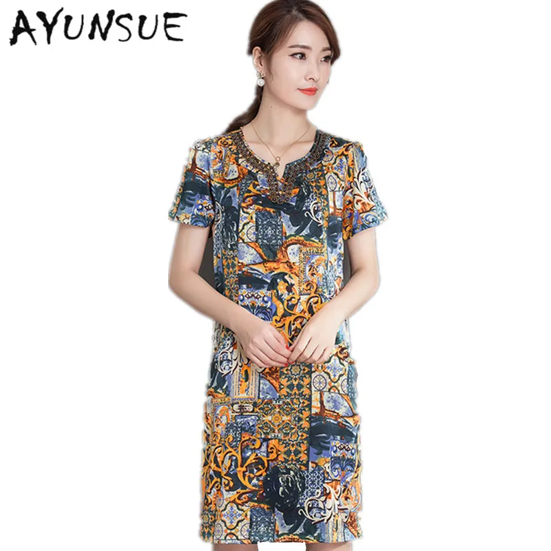 Newest High Quality Loose Summer Dresses Vintage V-neck Printing Floral Dress Plus Size 4XL 5XL Silk Dress Women Clothing FYY343
Newest High Quality Loose Summer Dresses Vintage V-neck Printing Floral Dress Plus Size 4XL 5XL Silk Dress Women Clothing FYY343